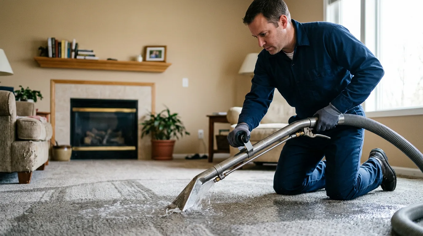 Water damage restoration technician working near Absecon, NJ